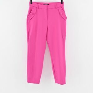 EXPRESS Womens Pink Pants Size 2S Stretch Crop Trousers High Rise Pockets Office